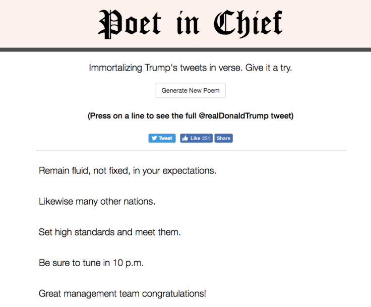 Better paddle Risky New poetry-generator turns Trump's tweets into verse – Tribrach: for those  who love (or would like to love) poetry